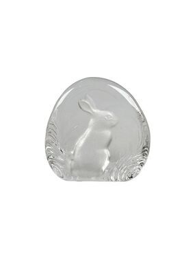 Crystal Zajecar Yugoslavia Lead Crystal Rabbit Paperweight Vintage Relief Cut